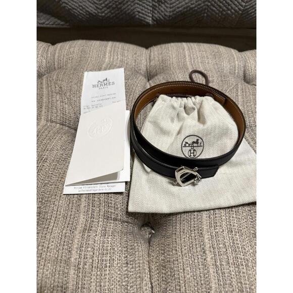 Hermes Canaille silver buckle Reversible leather Belt 24 mm main image 4